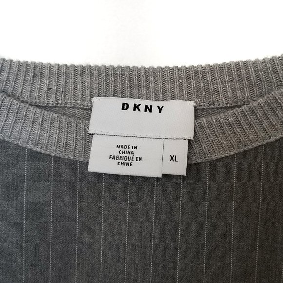 DKNY Crewneck Sweater with Pinstripe Suiting Front - Picture 3 of 5